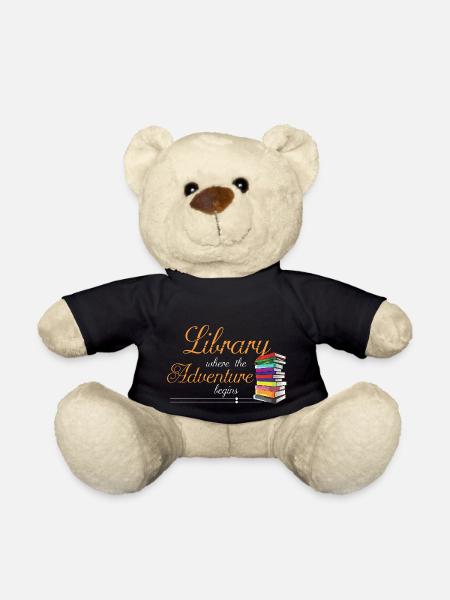 Bookworm Gifts Library Where The Adventure Begins - Teddy - Schwarz