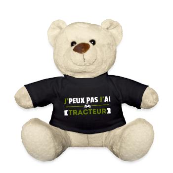 Je Peux Pas J'ai Tracteur Idée Cadeau Agriculteur - Nounours - noir - Devant