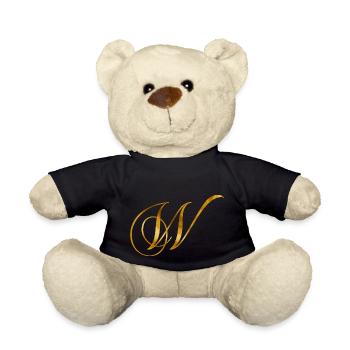 Goldener Buchstabe W im Vintage Design - Teddy - Schwarz - Vorne