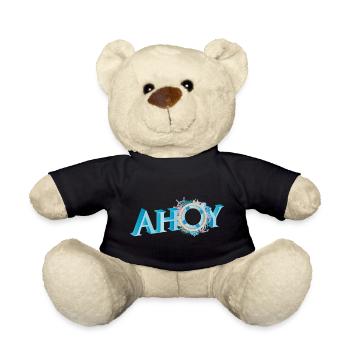 maritime English sailor greeting lettering Ahoy - Teddy Bear - black - Front