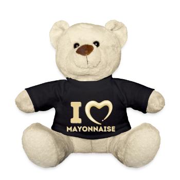 I LOVE MAYO | Mayonnaise Fan - Teddy Bear - black - Front