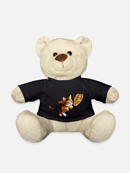 Lustige Süße Katze jagt Falafel Sandwich - Teddy - Schwarz