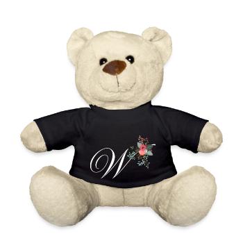 Buchstabe w Blumen - Teddy - Schwarz - Vorne