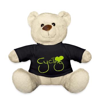 cyclist cycling bmx bike sport mountain biking hobby - Teddy Bear - black - Front