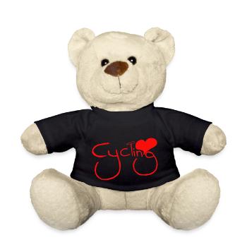 cyclist cycling bmx bike sport mountain biking hobby - Teddy Bear - black - Front