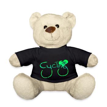 cyclist cycling bmx bike sport mountain biking hobby - Teddy Bear - black - Front