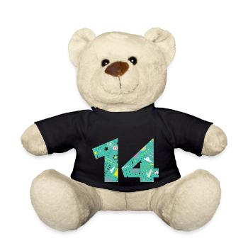 Numéro 14 anniversaire personnalisé - Nounours - noir - Devant