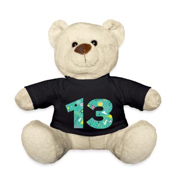 Numéro 13 anniversaire personnalisé - Nounours - noir - Devant