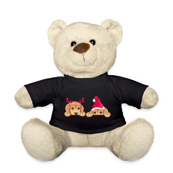 Spähende Retriever-Welpen in weihnachtlichen Accessoires - Teddy - Schwarz - Vorne