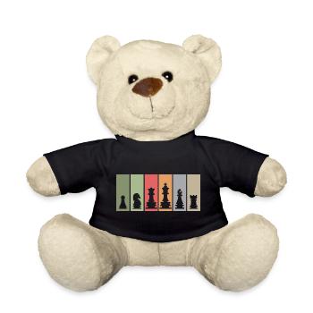 Schachfiguren retro Schachspieler Verein Team Logo - Teddy - Schwarz - Vorne