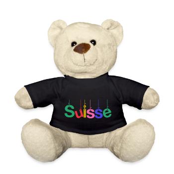 SWITZERLAND. COUNTRY. GENEVA. HUMOR. FLAG - Teddy Bear - black - Front