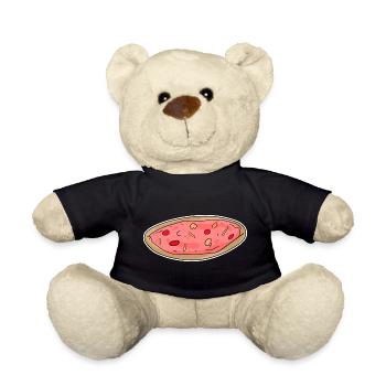 Pizza Motiv Sticker - Teddy - Schwarz - Vorne