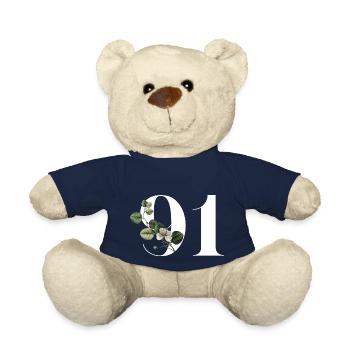 Numéro 91 floral vert - 91e anniversaire floral - Nounours - bleu marine - Devant