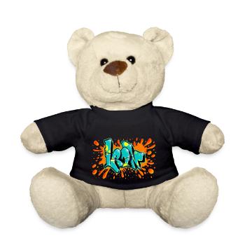 Leon graffiti red splash printable on everything - Teddy Bear - black - Front