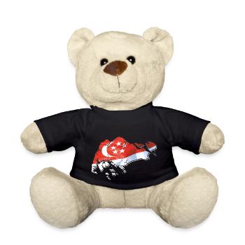 Singapore flag in the Singapore map - Teddy Bear - black - Front