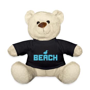 Beach Seagull Beach Coast North Sea Baltic Sea Vacation North - Teddy Bear - black - Front