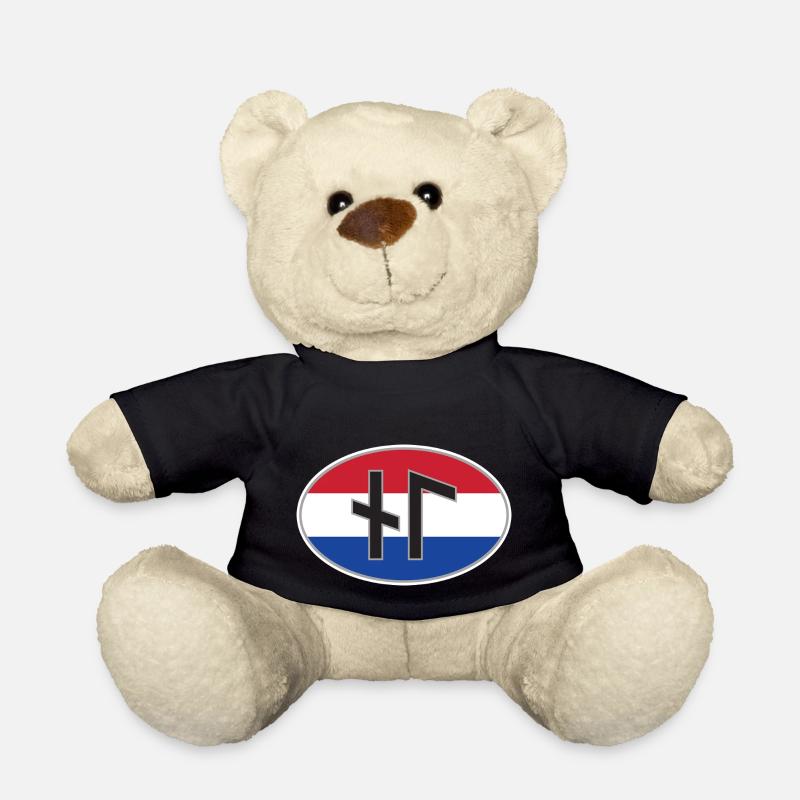 NL (Nederland) autocollant de code de pays runique - Nounours - noir