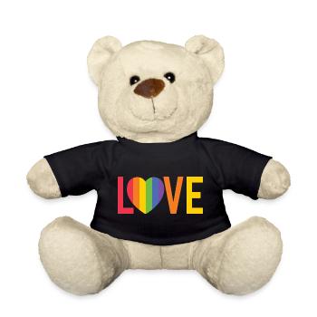 Coeur arc-en-ciel LOVE Design - Nounours - noir - Devant