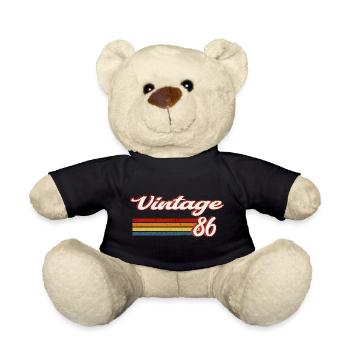 Vintage 86 Retro Birthday - Teddy Bear - black - Front