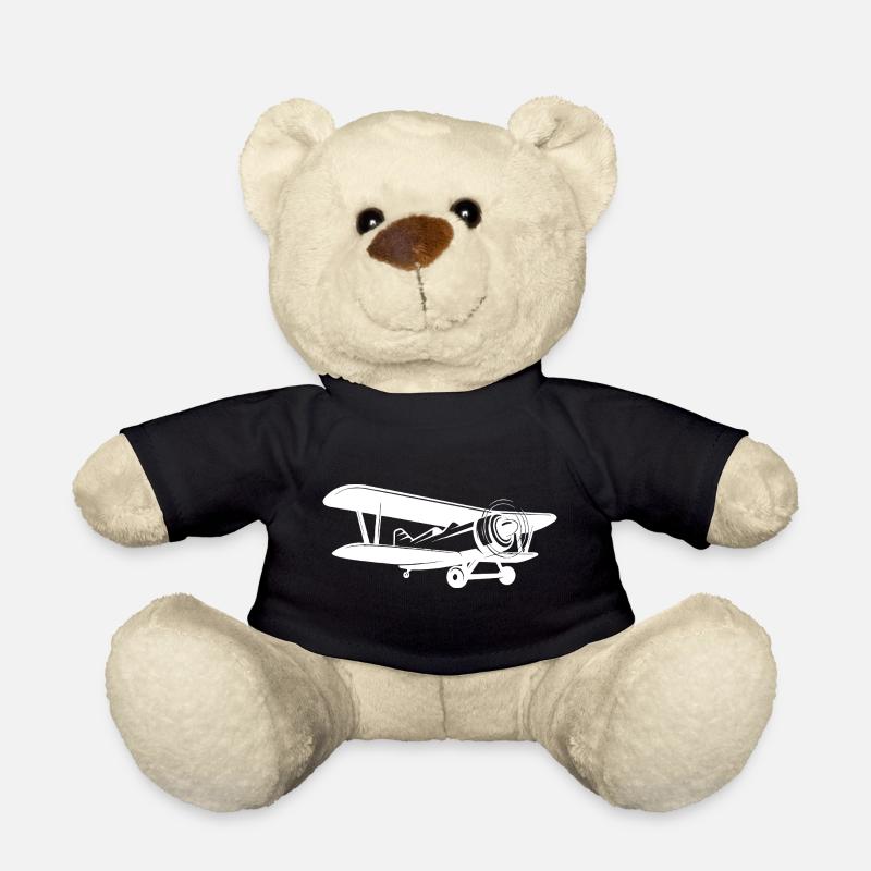 Pilote de biplan Rétro Minimaliste - Nounours - noir