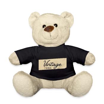 Vintage-Schrift von 1986 auf Holz - Teddy - Schwarz - Vorne