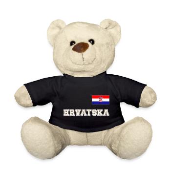 Kroatien Trikot Look – HRVATSKA mit Fahne Flagge - Teddy - Schwarz - Vorne