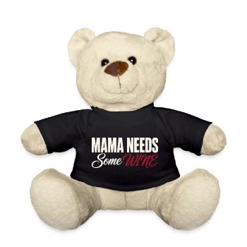 Mama braucht Wein - Lustiges Wein T-Shirt - Teddy - Schwarz - Vorne