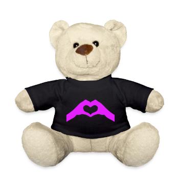 Mains en cœur en violet néon - Nounours - noir - Devant