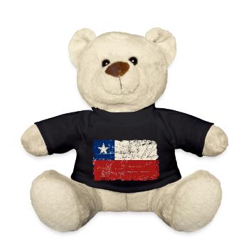 Chile Flag - Vintage Look - Teddy - Schwarz - Vorne