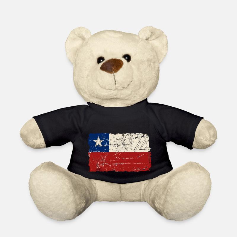 Chile Flag - Vintage Look - Teddy - Schwarz