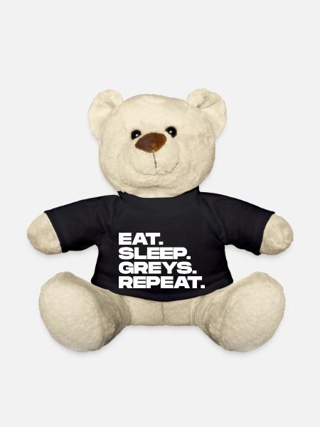 Eat Sleep Greys Repeat - Teddy Bear - black