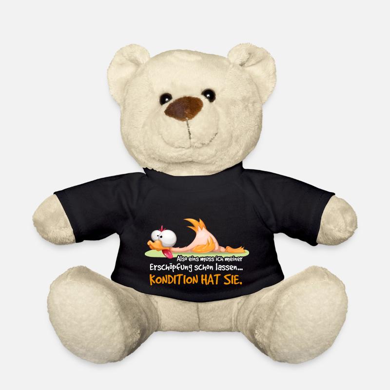 Erschöpte müde Ente / Huhn nach Sport am Boden - Teddy - Schwarz
