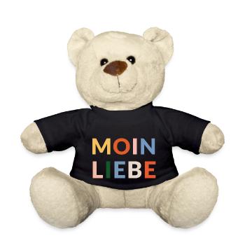 Moin Liebe in bunten Lettern - Teddy - Schwarz - Vorne