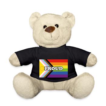 Drapeau de la fierté inclusive PROUD - Nounours - noir - Devant