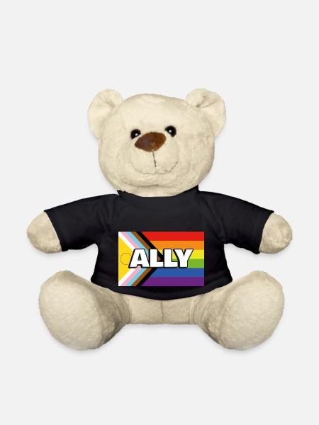 Pride Ally Inclusive Pride Progress Flag - Teddy Bear - black
