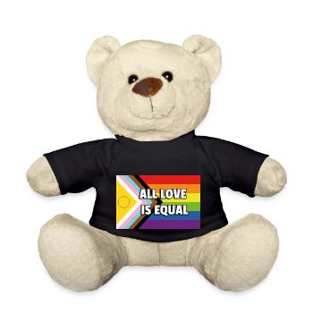 Inclusive Pride Progress Flag ALLE LIEBE IST GLEICH - Teddy - Schwarz - Vorne