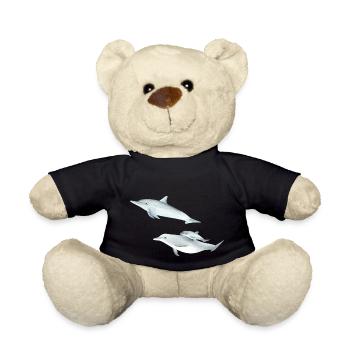 funny dolphin family - Teddy Bear - black - Front