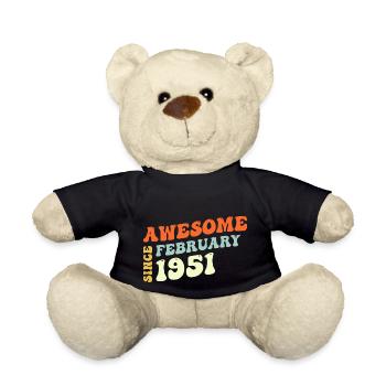 Groovy 72 Years Old Awesome Sinc February 1951 - Teddy Bear - black - Front