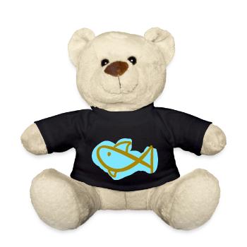 Small stylized shark - Teddy Bear - black - Front