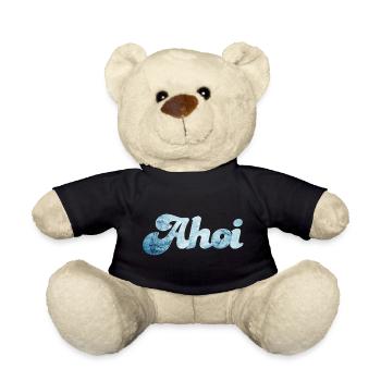 Schiff Ahoi Meer Ozean Schnörkelschrift maritim - Teddy - Schwarz - Vorne