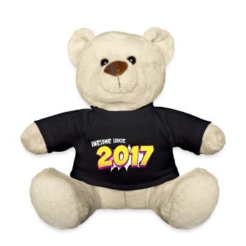 Retro 6th birthday in Pop Art Comic Book Style - Teddy Bear - black - Front
