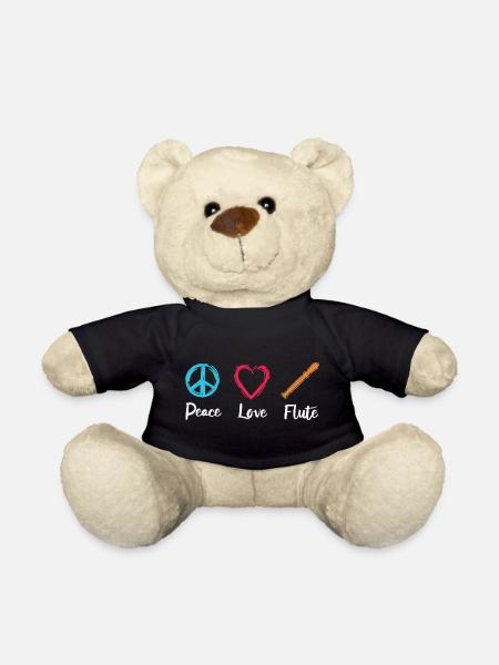 Peace Love Flute - Teddy Bear - black