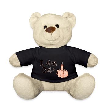 Ich bin 34 + 1 Mittelfinger Hemd Ich bin 34 plus, - Teddy - Schwarz - Vorne