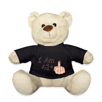 Ich bin 41 + 1 Mittelfinger Hemd Ich bin 41 plus, - Teddy - Schwarz - Vorne