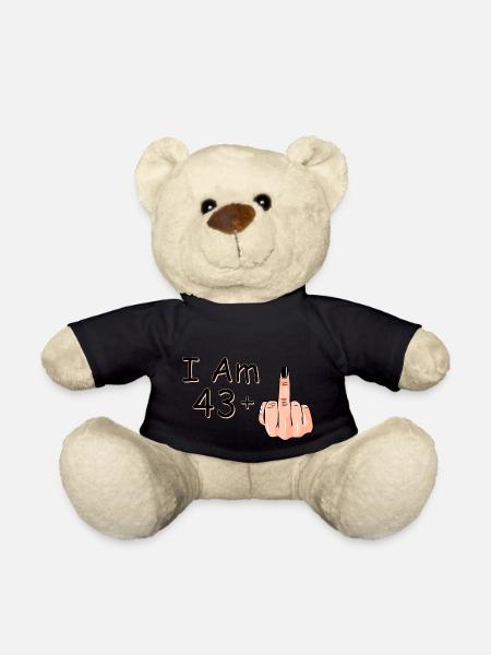 Ich bin 43 + 1 Mittelfinger Hemd Ich bin 43 plus, - Teddy - Schwarz