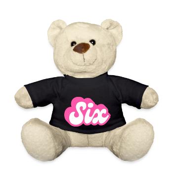 Sechster Geburtstag - 6. Geburtstag Retro Pink - Teddy - Schwarz - Vorne