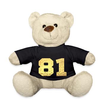 Numéro 81 paillettes doré - 81e anniversaire - Nounours - noir - Devant