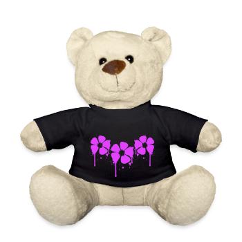 Floral Pink Graffiti Drop Spray Spring Summer - Teddy Bear - black - Front