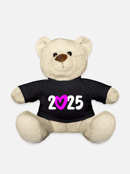 2025 Herz Happy New Year Jahresanfang neu Anfang - Teddy - Schwarz