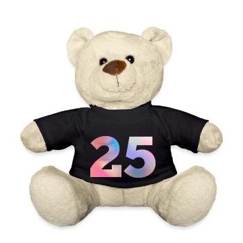 Colorful Number 25 - Teddy Bear - black - Front